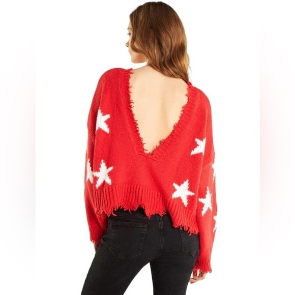 WILDFOX Stars Boho Style Romantic Palmetto Knit Sweater Cropped Fringed … - Picture 7 of 12